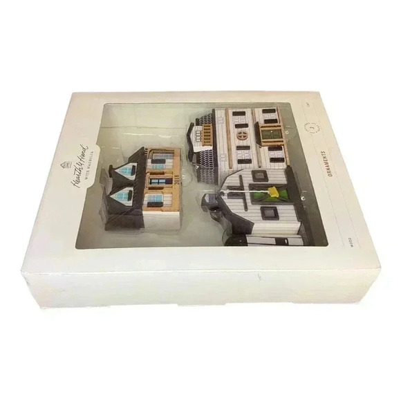 Hearth and Hand Magnolia Christmas Ornaments Wooden Farmhouse Silos Set of 3 NIB - Picture 7 of 7